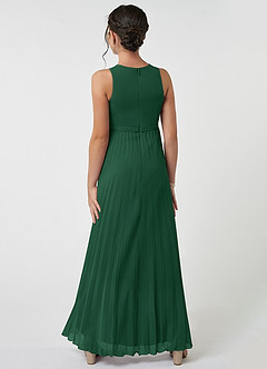 Azazie Lindie Junior Dark Green A-Line Pleated Chiffon Dress image2