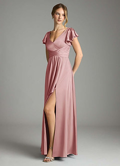 Azazie Omari Bridesmaid Dresses Dusty Rose A-Line Stretch Satin Dress image4