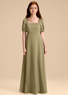 Azazie Briar Junior Klä av A-Line i Stretch Satin Rosett image7