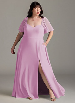 Azazie Chloe Bridesmaid Dresses Candy Pink A-Line Sweetheart Neckline Chiffon Dress image9