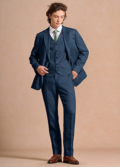 front Harrison Dunkelmarine Anzughose aus 100 % Leinen