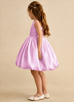 Azazie Nirvana Robe Demoiselle D'honneur Fillette Robe Princesse en Mat Satiné Rayé Rose Bonbon image4