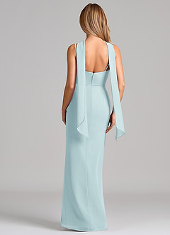 Azazie Calandra Bridesmaid Dresses Sea Glass Sheath Pleated Chiffon Dress image2