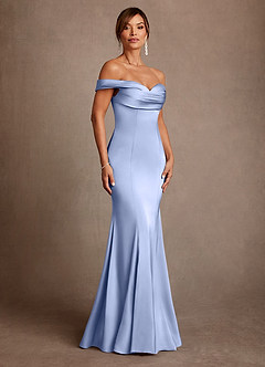 Azazie Boone Mother of the Bride Dresses Ice Mermaid Off the Shoulder Stretch Satin Dress image1