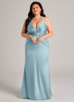 Azazie Valerie Suknie dla druhen Syrena Pofałdowany Satyna elastyczna Do ziemi Sukienka image9