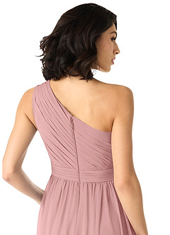 Azazie Mathilda Bridesmaid Dresses Dusty Rose A-Line One Shoulder Chiffon Dress image9