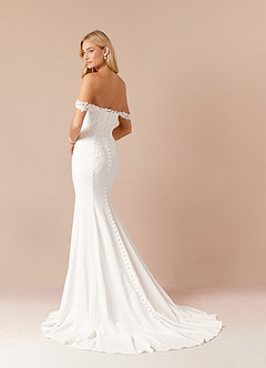 Azazie Guinevere Wedding Dresses Diamond White Mermaid Sequins Stretch Crepe Dress image4