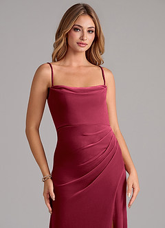 Azazie Leonis Jurken voor bruidsmeisjes Jurk van flueel met Zeemeermin Strapless Bourgondië image2