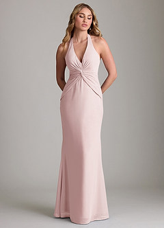 Azazie Valerie Bridesmaid Dresses Blushing Pink Mermaid Pleated Chiffon Dress image3