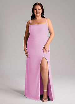 Azazie Leonis Bridesmaid Dresses Candy Pink Sheath Strapless Chiffon Convertible Dress image9