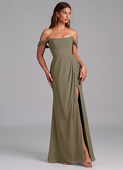 Azazie Johana Jurken voor bruidsmeisjes Converteerbaar Jurk van Chiffon met Zeemeermin Off the Shoulder Wilgengroen image6