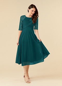 Azazie Gracelyn Mother of the Bride Dresses Peacock A-Line Lace Dress image1