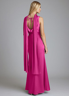 Azazie Tallie Bridesmaid Dresses Fuchsia Mermaid Pleated Stretch Satin Dress image4