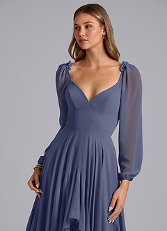 Azazie Karan Bridesmaid Dresses Stormy A-Line Long Sleeve Chiffon Dress image6