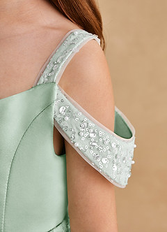 Azazie Judi Flower Girl Klänningar Klä A-Line i Matt satäng image5