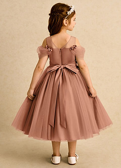 Azazie Juni Blumenmädchenkleider Ballkleid Plissee Tüll Kleid Bronzer image2