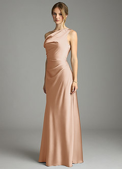 Azazie Emerson Bridesmaid Dresses English Rose Mermaid Off the Shoulder Stretch Satin Dress image2