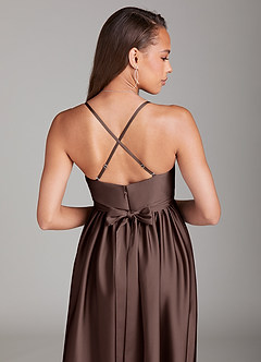 Azazie Llana Suknie dla druhen ciążowych Linia A z kieszeniami Satyna elastyczna Długość podłogi Sukienka image4