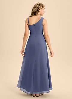 Azazie Brooke Junior Abito A-Line in Chiffon Spacco Laterale Stormy image2