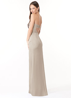 Azazie Leonis Robes de demoiselle d'honneur Robe Sirène Convertible en Satin extensible Plissée Givre image7