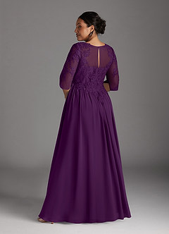 Azazie Mirielle vestidos de madre de la novia Vestido de Uva de Gasa de Corte en A con Encaje Scoop image8