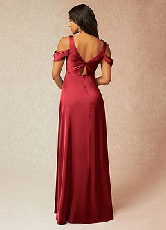 Azazie Rhea Maternity Bridesmaid Dresses A-Line Off-The-Shouler Pleated Stretch Satin Floor-Length Dress image2