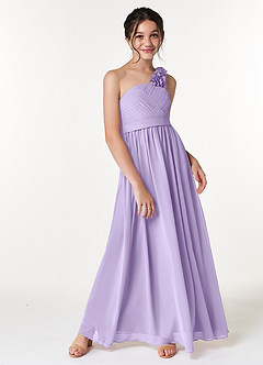 Azazie Flower Junior Lilac A-Line Pleated Chiffon Dress image3