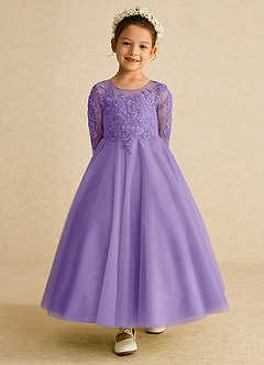 Azazie Precious Flower Girl Dresses Tahiti A-Line Lace Tulle Dress image4
