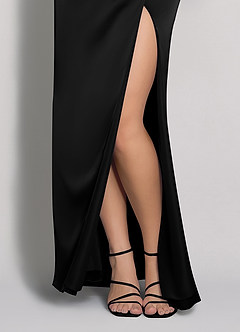 front Matching Color Matte Satin Ankle Strap Block Heel Sandals & Envelope Clutch Set