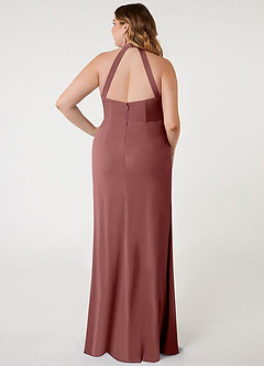 Azazie Galicia Bridesmaid Dresses Desert Rose Mermaid Halter Pleated Stretch Chiffon Dress image6