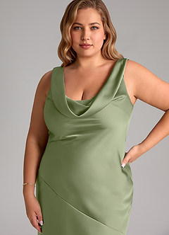Azazie Rylina Bridesmaid Dresses Pistachio Mermaid Stretch Satin Dress image11