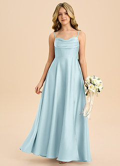 Azazie Bear Junior Cloud Blue A-Line Sweetheart Neckline Stretch Satin Dress image3