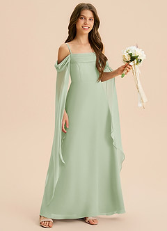 Azazie Moana Junior Linia A Pofałdowany Szyfon Długość podłogi Młodsza druhna Sukienka image6