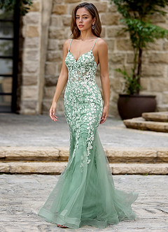 Dentelle Light Green Mermaid Prom Dress image4
