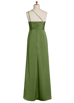 Azazie Eren Junior Juniper Sheath Pleated Stretch Satin Dress image8