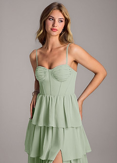 Azazie Alanna Bridesmaid Dresses Dusty Sage A-Line Sweetheart Neckline Chiffon Dress image2