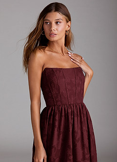 Delphina Wine Lace-up Back Midi Dress image3