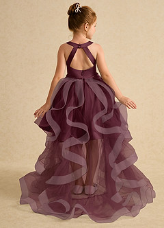 Azazie Julietta Flower Girl Dresses Cabernet Ball-Gown Convertible Tulle Dress image1