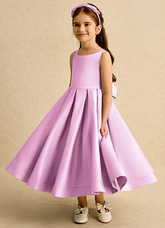 Azazie Babs vestidos de niña de las flores Vestido de Rosa Caramelo de Satin Mate de Princesa con Plisado image5