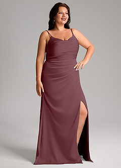Azazie Deandra Bridesmaid Dresses Sangria Mermaid Pleated Stretch Satin Dress image10