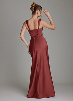Azazie Agustina Robes de demoiselle d'honneur Robe Sirène en Satin extensible Corset Terracotta image2