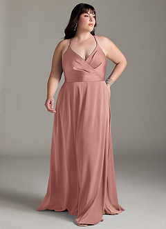 Azazie Davis Bridesmaid Dresses Rosette A-Line Pleated Stretch Satin Dress image7