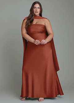 Azazie Saylor Bridesmaid Dresses Auburn Mermaid Strapless Stretch Satin Dress image15