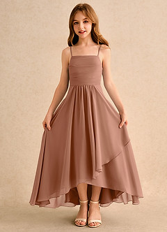 Azazie Twilight Dance Girls Formal Flower Girl Dresses Bronzer A-Line Pleated Chiffon Dress image6