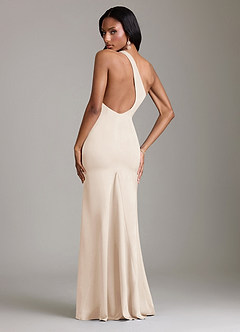 Azazie Voni Abiti da Damigella Abito Sirena in Raso Elasticizzato Monospalla Alabastro Bianco image2