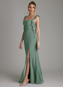 Azazie Jessamine Bridesmaid Dresses Eucalyptus Mermaid Corset Chiffon Dress image5