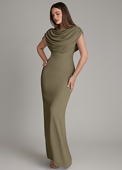 Azazie Hadley Bridesmaid Dresses Willow Green Mermaid Pleated Chiffon Dress image8