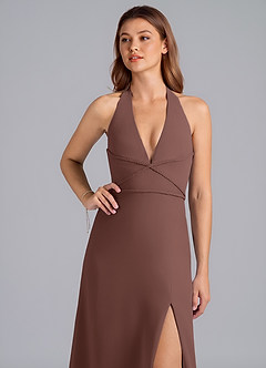 Azazie Odie Bridesmaid Dresses Espresso A-Line Chiffon Dress image6
