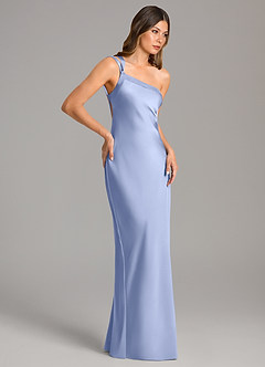 Azazie Monroe Bridesmaid Dresses Ice Mermaid One Shoulder Stretch Satin Dress image5
