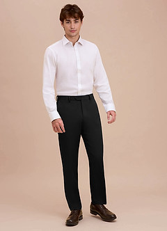 front Ethan Black Refined Weave Dress Pants